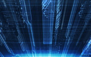 blue circuit wall